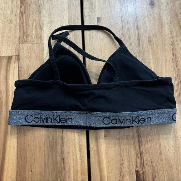 Calvin Klein Black Triangle Bralette Size M – Logo Band - Picture 2 of 4
